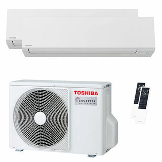 Condizionatore Toshiba SHORAI Edge White dual split 5000+12000 BTU inverter A++ wifi unità esterna 4 kW Toshiba