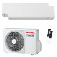 Condizionatore Toshiba SHORAI Edge White dual split 5000+12000 BTU inverter A++ wifi unità esterna 4 kW
