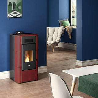 Stufa a pellet Cadel River Idro 23 ad acqua 22,4 kW WiFi - MAIOLICA ROSSO