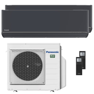 Condizionatore Panasonic Etherea dual split 9000+12000 BTU inverter A++ wifi unità esterna 5.2 kW grigio grafite