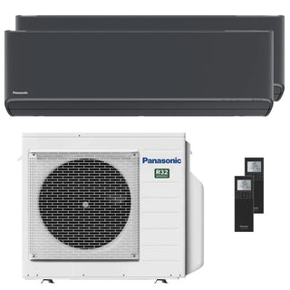 Condizionatore Panasonic Etherea dual split 12000+12000 BTU inverter A++ wifi unità esterna 5.2 kW grigio grafite Panasonic