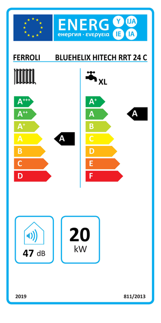 Caldaia a condensazione Ferroli Bluehelix HiTech RRT 24 C 20 kW camera stagna metano gpl aria propanata