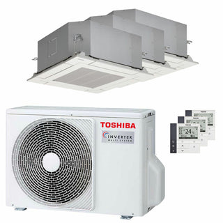 Condizionatore Toshiba Cassetta compatta U2 a 4 vie trial split 9000+9000+12000 BTU inverter A+++  unità esterna 5.2 kW