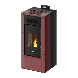 Stufa a pellet Cadel River Idro 23 ad acqua 22,4 kW WiFi - MAIOLICA ROSSO Cadel