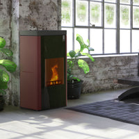 Stufa policombustibile Girolami Soft 22 bordeaux 22 kW idro + kit acs