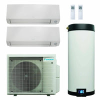 Daikin Multi+ sistema di condizionamento dual split e acqua calda sanitaria - Unità interne Perfera All Seasons 9000+9000 BTU - Serbatoio 120 l Daikin