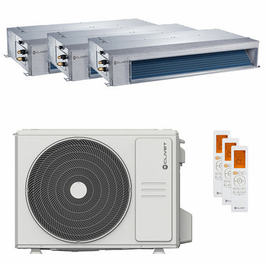 Condizionatore canalizzabile Clivet DUCT 2 trial split 9000+9000+12000 BTU inverter A++  unità esterna 7.9 kW