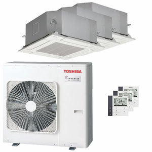 Condizionatore Toshiba Cassetta compatta U2 a 4 vie trial split 9000+9000+16000 BTU inverter A+++  unità esterna 7 kW