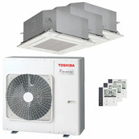 Condizionatore Toshiba Cassetta compatta U2 a 4 vie trial split 9000+9000+12000 BTU inverter A+++  unità esterna 7 kW Toshiba