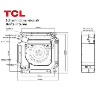 Condizionatore TCL Cassetta 4 vie Serie S Standard 24000 BTU R32 Inverter WiFi A++/A+