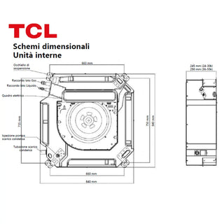 Condizionatore TCL Cassetta 4 vie Serie S Standard 48000 BTU R32 Inverter WiFi A++/A+ TCL
