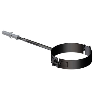 Fascetta murale nera diam. 80 mm per scarico fumi stufa a pellet e caldaia a pellet