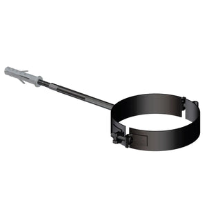 Fascetta murale nera diam. 100 mm per scarico fumi stufa a pellet e caldaia a pellet Stabile