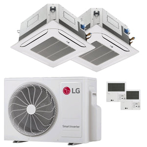 Condizionatore LG Cassetta 4 vie LG dual split 9000+12000 BTU inverter A+++  unità esterna 5.3 kW LG