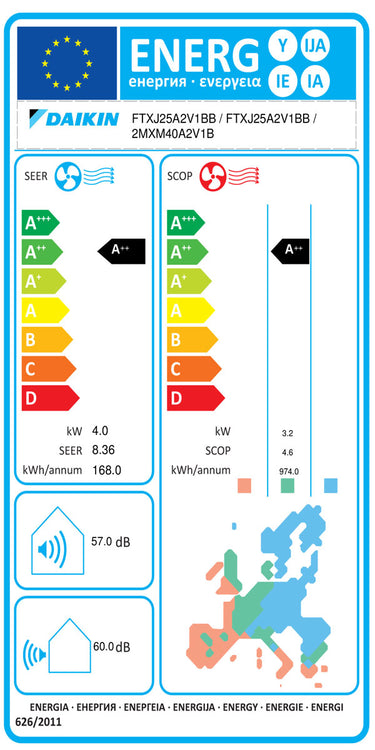 Condizionatore Daikin Perfera All Seasons dual split 7000+7000 BTU inverter A+++ wifi unità esterna 4 kW