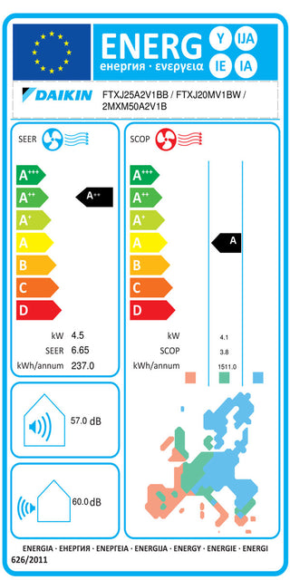 Condizionatore Daikin Perfera All Seasons dual split 9000+15000 BTU inverter A+++ wifi unità esterna 5 kW