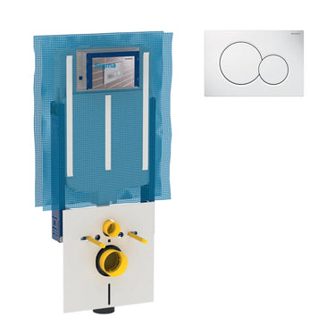Cassetta incasso Geberit Sigma 8 con modulo d'installazione per vaso sospeso + Placca Sigma 01