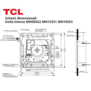 Condizionatore TCL Cassetta 4 vie Serie S penta split 12000+12000+12000+12000+12000 BTU inverter A++ wifi unità esterna 12.2 kW