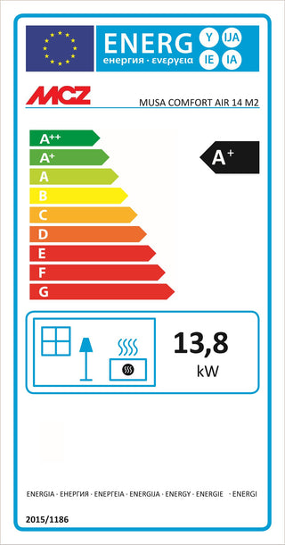 Stufa a pellet MCZ Musa Comfort Air 14 M2 14 kW aria canalizzabile grigio argento