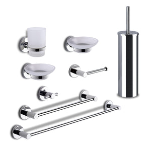 Set accessori bagno Gedy Felce cromato lucido con contenitori in vetro satinato