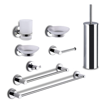 Set accessori bagno Gedy Felce cromato lucido con contenitori in vetro satinato