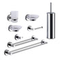 Set accessori bagno Gedy Felce cromato lucido con contenitori in vetro satinato