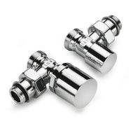 Kit termostatizzabile Ercos cromato con valvola e detentore a squadra allacci 1/2" per radiatori