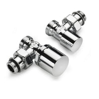 Kit termostatizzabile Ercos cromato con valvola e detentore a squadra allacci 1/2" per radiatori