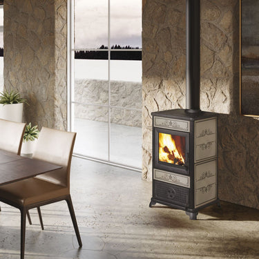 Stufa a legna FANCY EVO EK63 - Gruppo Edilkamin 11 kW ad aria Tortora