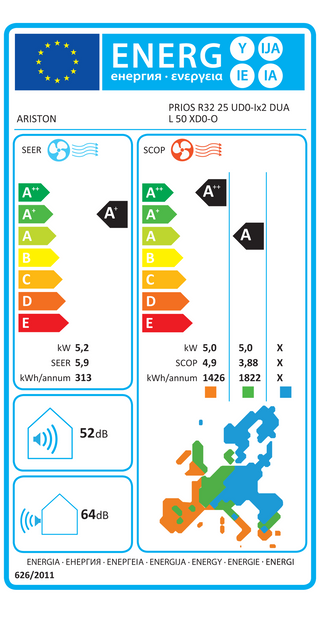 Ariston PRIOS-ALYS UNITA' ESTERNA 2 ATTACCHI 5 KW GAS R32