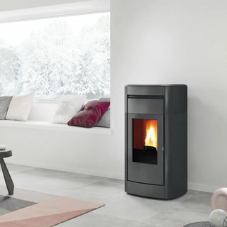 Stufa a pellet Edilkamin Vyda2 H 22 Up 22,8 kW Idro WiFi Grigio scuro Edilkamin
