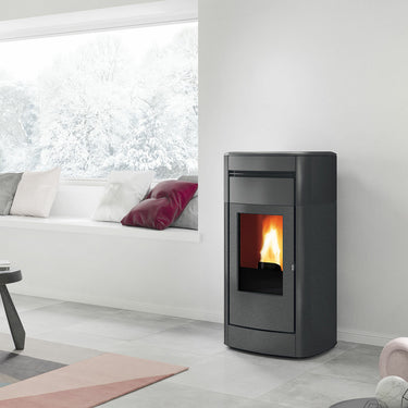 Stufa a pellet Edilkamin Vyda2 H 22 Up 22,8 kW Idro WiFi Grigio scuro