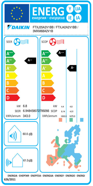 Condizionatore Daikin Emura 3 trial split 9000+9000+15000 BTU inverter A+ wifi unità esterna 6.8 kW Nero