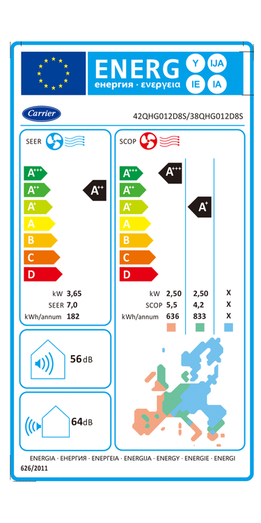 Condizionatore Carrier 42QHG/38QHG 12000 BTU R32 inverter A++