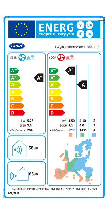 Condizionatore Carrier 42QHG/38QHG 18000 BTU R32 inverter A++