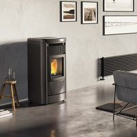 Stufa a pellet EK63 MONDAY150++ - gruppo Edilkamin - 15 kW ad aria canalizzata WiFi Grigio scuro