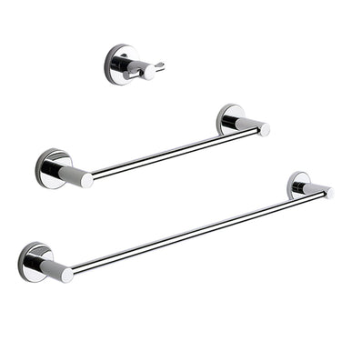 Set accessori bagno Gedy Felce cromato lucido con contenitori in vetro satinato