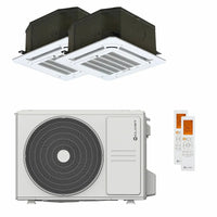 Condizionatore Clivet BOX 2 650x650 cassetta 4 vie dual split 12000+12000 BTU inverter A++  unità esterna 5.3 kW Clivet