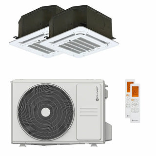 Condizionatore Clivet BOX 2 650x650 cassetta 4 vie dual split 9000+12000 BTU inverter A++  unità esterna 4.1 kW Clivet