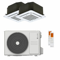Condizionatore Clivet BOX 2 650x650 cassetta 4 vie dual split 12000+12000 BTU inverter A++  unità esterna 5.3 kW