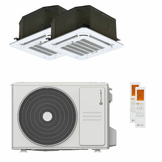 Condizionatore Clivet BOX 2 650x650 cassetta 4 vie dual split 9000+12000 BTU inverter A++  unità esterna 5.3 kW Clivet