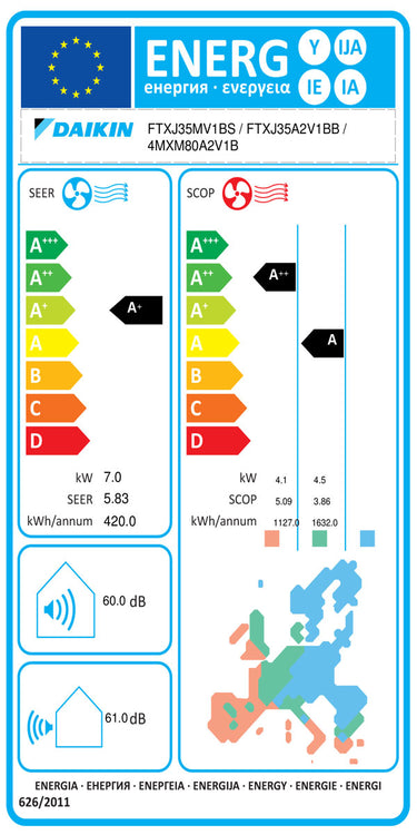 Condizionatore Daikin Emura 3 trial split 12000+15000+18000 BTU inverter A+ wifi unità esterna 7.4 kW Bianco