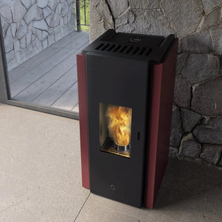 Stufa a pellet EK63 ZONE80 - gruppo Edilkamin - 7,6 kW ad aria Bordeaux EK63