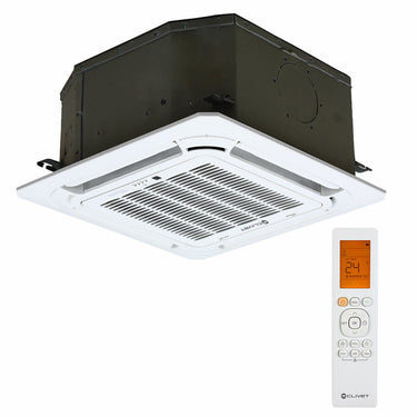 Condizionatore Clivet BOX 2 650x650 cassetta 4 vie dual split 9000+12000 BTU inverter A++  unità esterna 4.1 kW