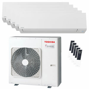 Condizionatore Toshiba SHORAI Edge White penta split 7000+7000+7000+9000+18000 BTU inverter A++ wifi unità esterna 10 kW Toshiba