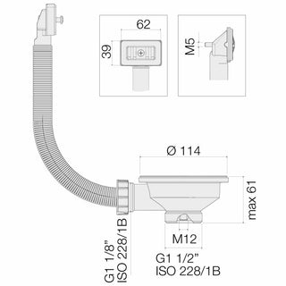 Piletta Valsir per lavello 3"1/2 con cestello e troppopieno tondo