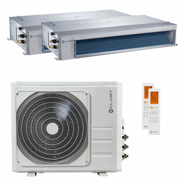 Condizionatore canalizzabile Clivet DUCT 2 dual split 18000+18000 BTU inverter A+  unità esterna 12.3 kW