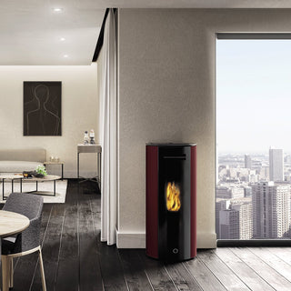Stufa a pellet EK63 SPY110+ - gruppo Edilkamin -  10,5 kW ad aria canalizzata Bordeaux