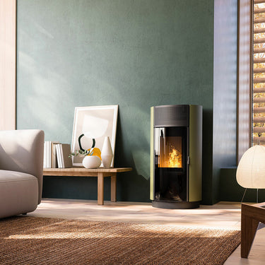 Stufa a pellet Girolami Round 12 11 kW ad aria WiFi - Verde