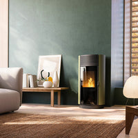 Stufa policombustibile Girolami Round 15 13 kW ad aria WiFi Verde